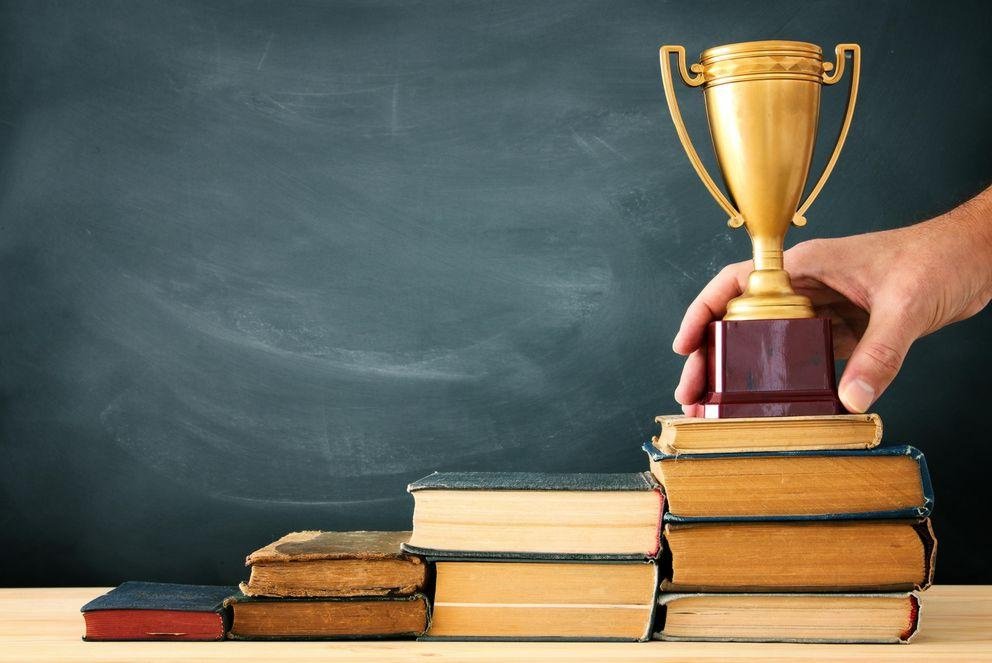 A concept image of education success, a stack of books arranged