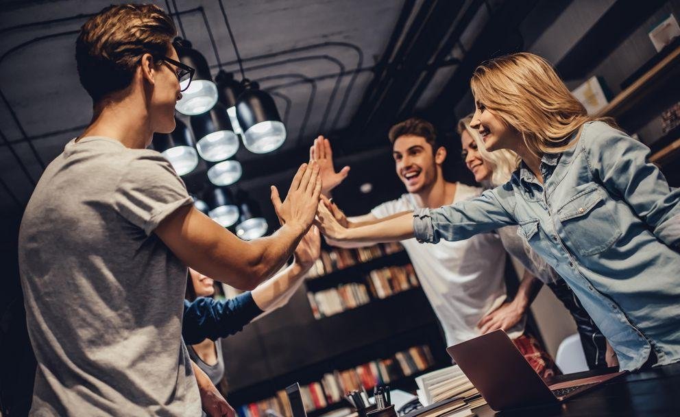 Students in library