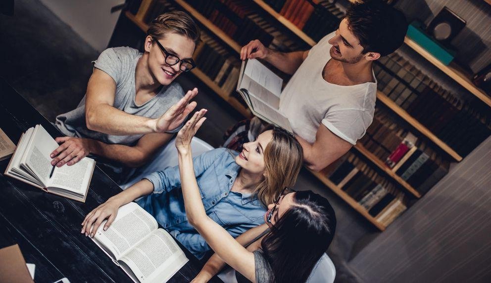Students in library